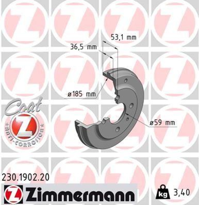 2x ZIMMERMANN Brake Drum COAT Z