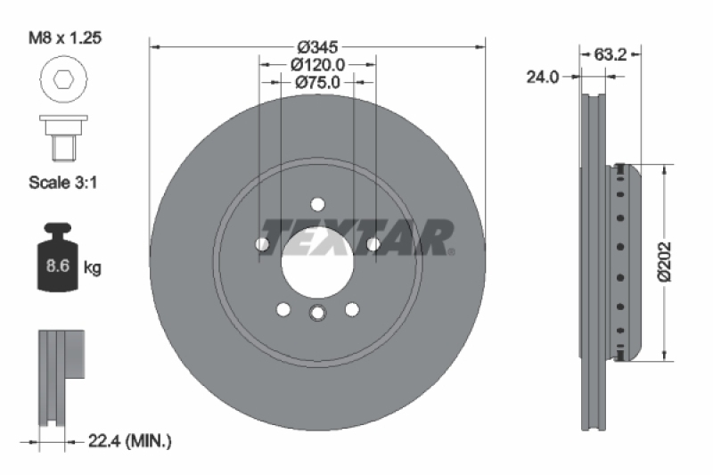 2x TEXTAR Bremsscheibe PRO+