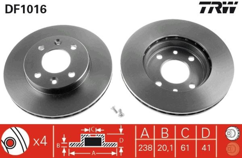 2x TRW Bremsscheibe