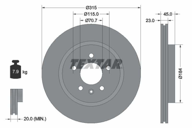 2x TEXTAR Bremsscheibe PRO