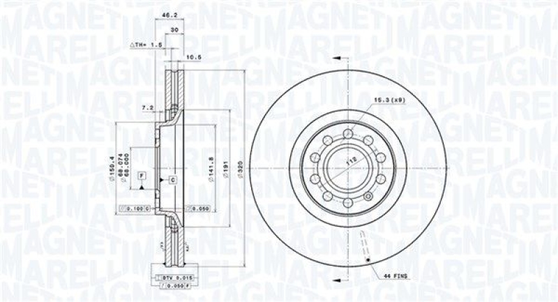 2x MAGNETI MARELLI Bremsscheibe