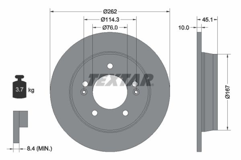 2x TEXTAR Bremsscheibe PRO