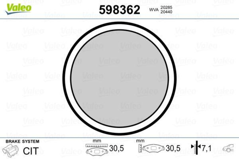 VALEO Brake Pad Set, disc parking brake