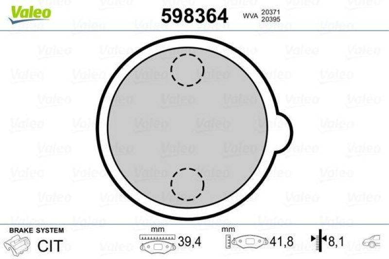 VALEO Brake Pad Set, disc parking brake