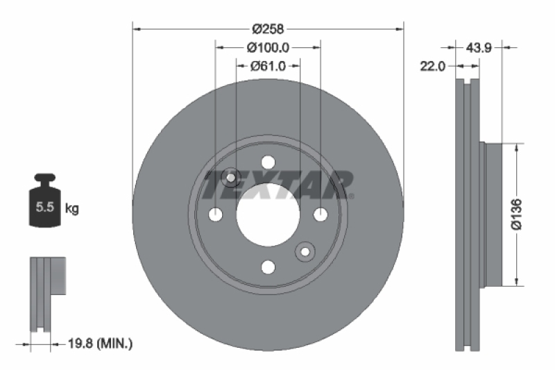 2x TEXTAR Brake Disc PRO