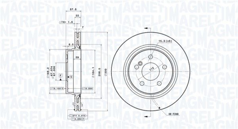 2x MAGNETI MARELLI Bremsscheibe