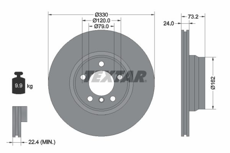 2x TEXTAR Brake Disc PRO