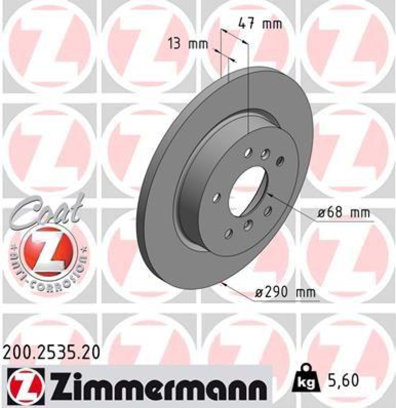 2x Zimmermann Bremsscheiben Ø290mm Hinten passend für Nissan Qashqai Renault 1.2 200.2535.20