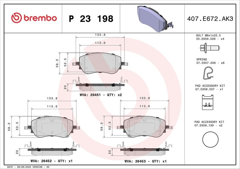 BREMBO Bremsbelagsatz, Scheibenbremse PRIME LINE