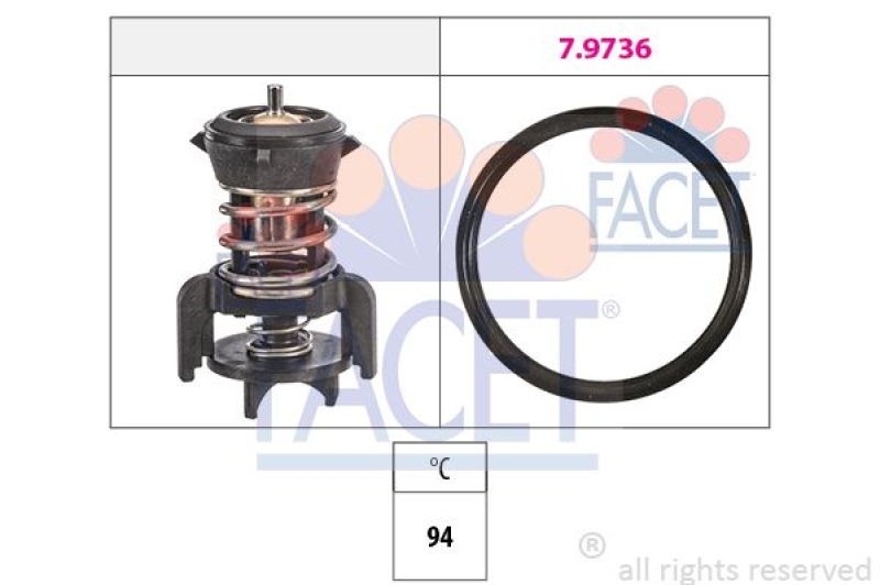 FACET Thermostat für Kühlmittel / Kühlerthermostat Made in Italy - OE Equivalent