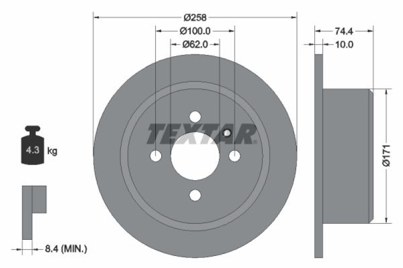 2x TEXTAR Bremsscheibe