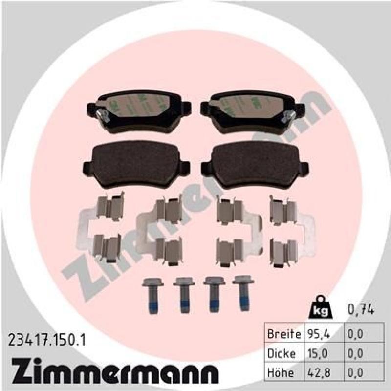 ZIMMERMANN Bremsbelagsatz, Scheibenbremse