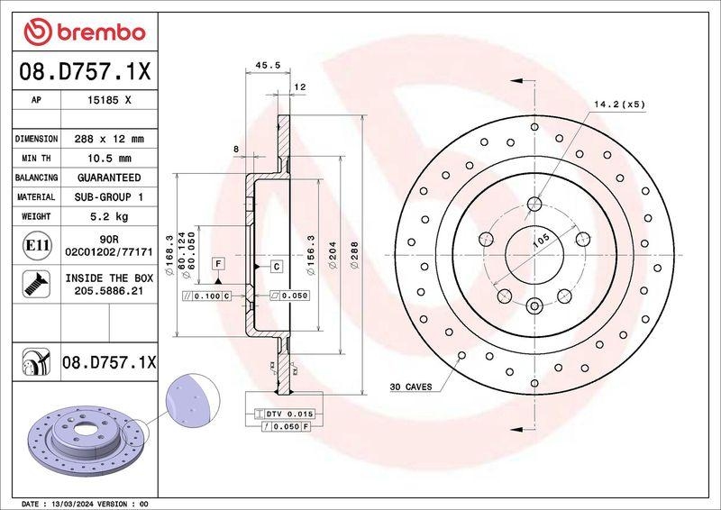 2x BREMBO Bremsscheibe XTRA LINE - Xtra