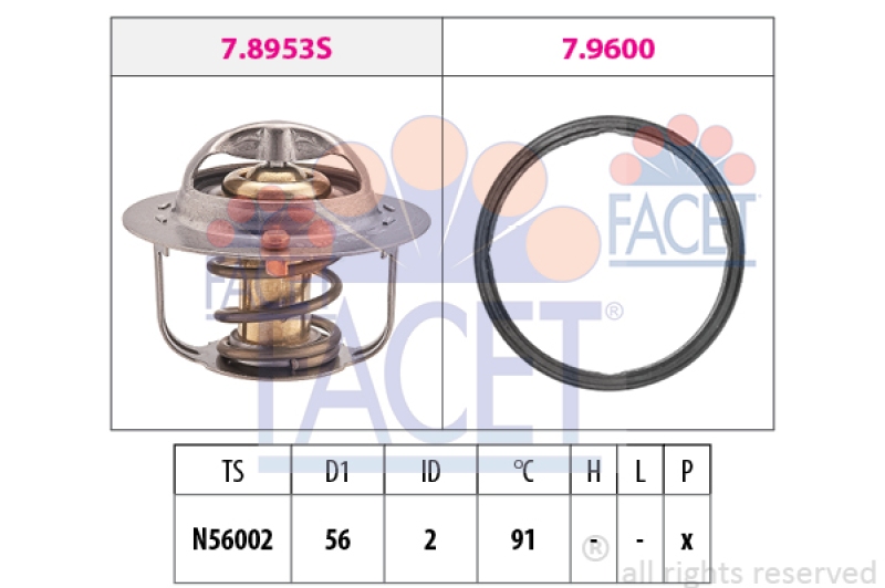 FACET Thermostat für Kühlmittel / Kühlerthermostat Made in Italy - OE Equivalent