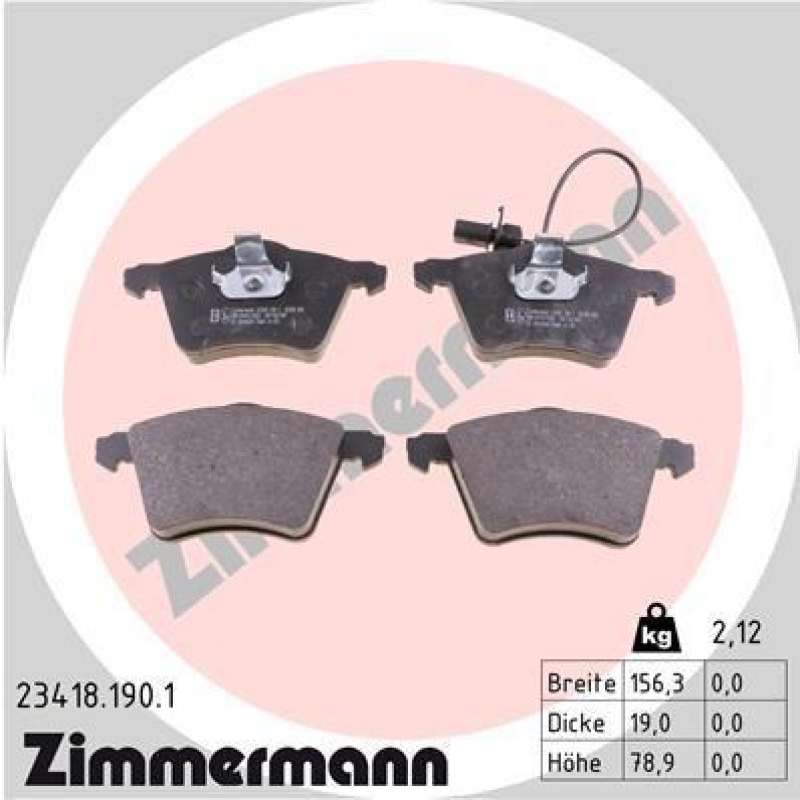 ZIMMERMANN Bremsbelagsatz, Scheibenbremse 23418.190.1