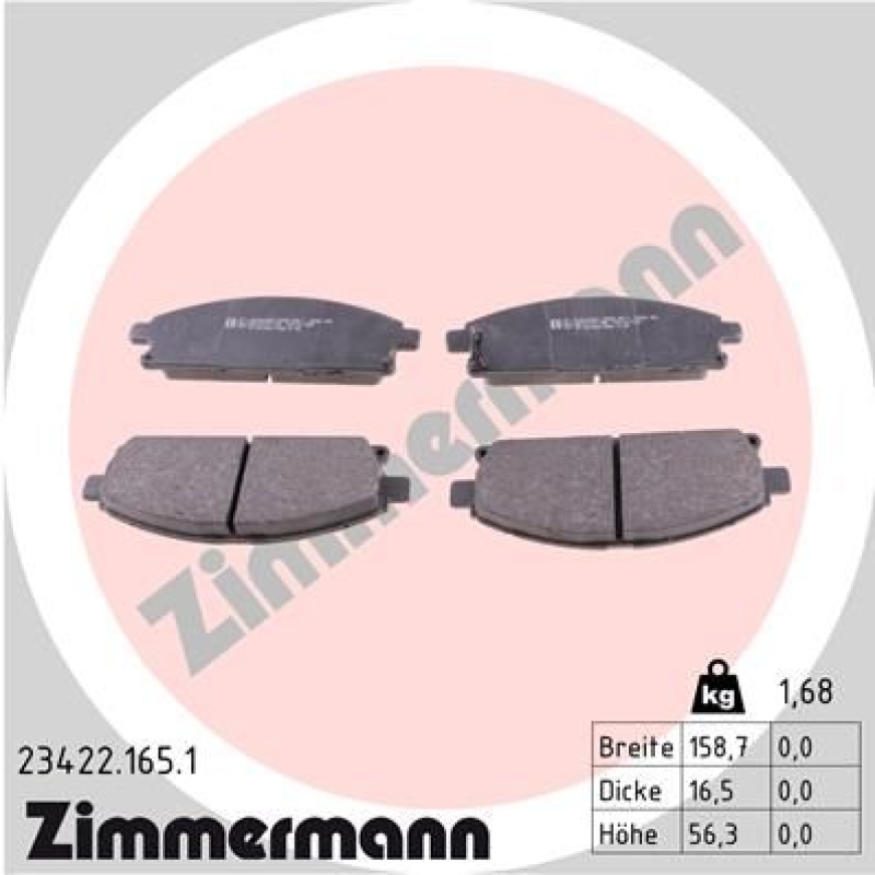 ZIMMERMANN Bremsbelagsatz, Scheibenbremse