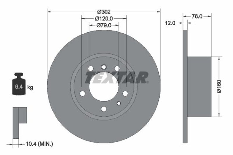 2x TEXTAR Bremsscheibe PRO 92042103