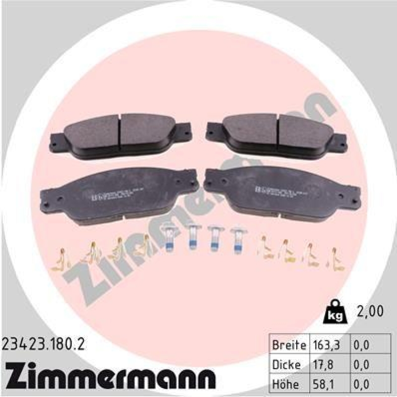 ZIMMERMANN Bremsbelagsatz, Scheibenbremse 23423.180.2