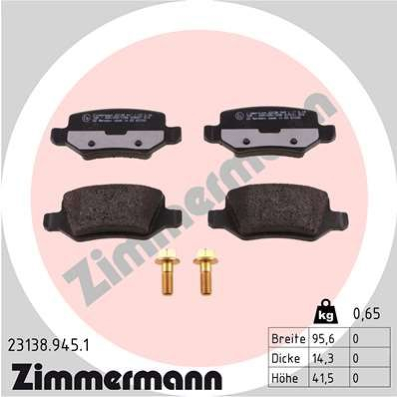 ZIMMERMANN Brake Pad Set, disc brake rd:z