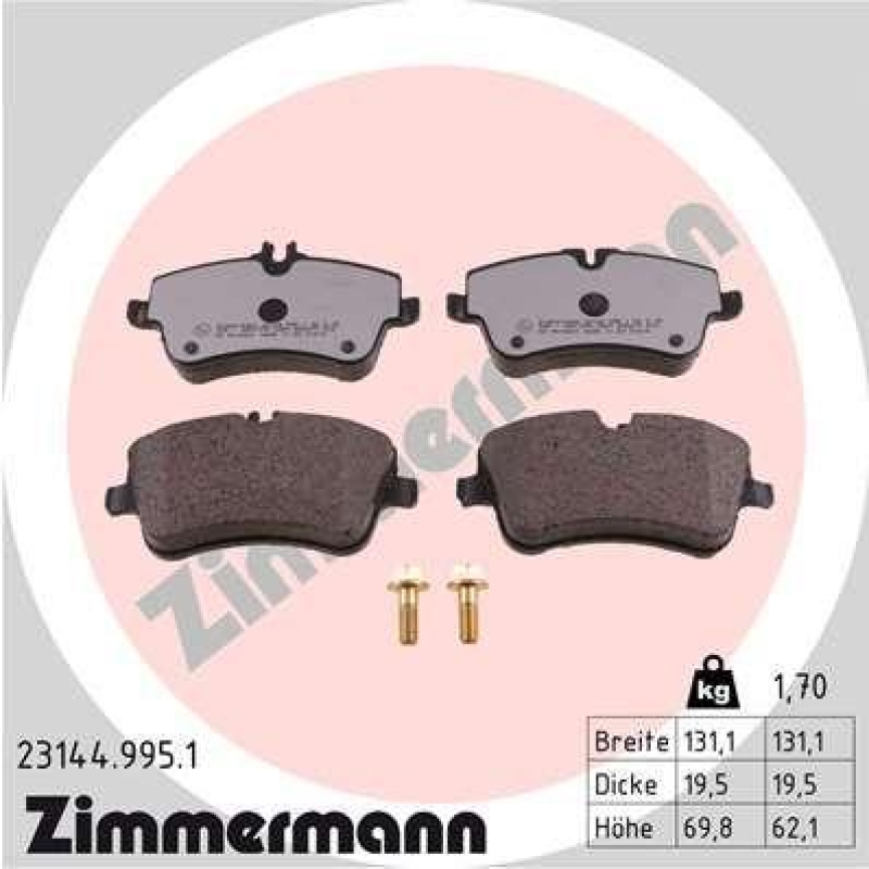 ZIMMERMANN Bremsbelagsatz, Scheibenbremse rd:z 23144.995.1