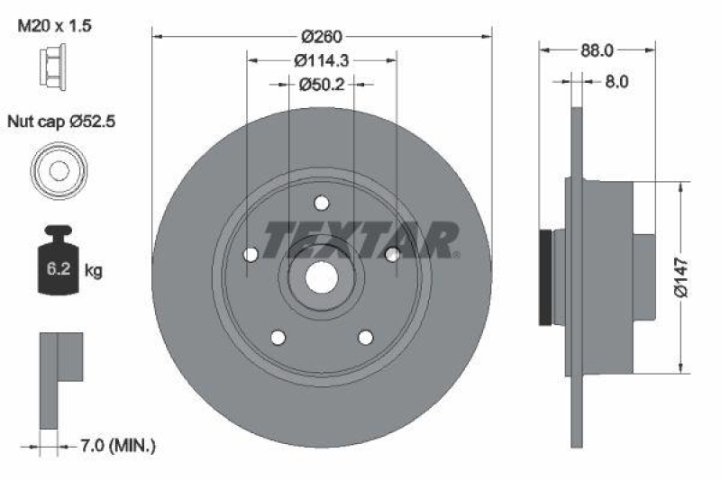 2x TEXTAR Bremsscheibe