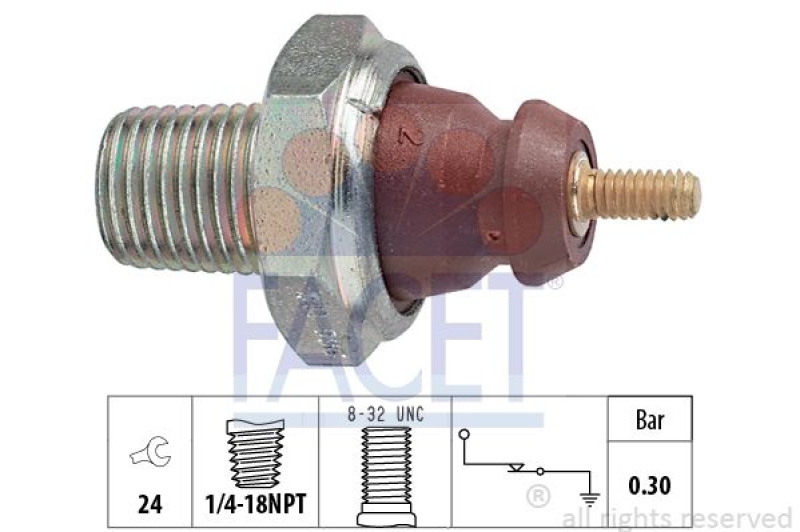 FACET Oil Pressure Switch Made in Italy - OE Equivalent