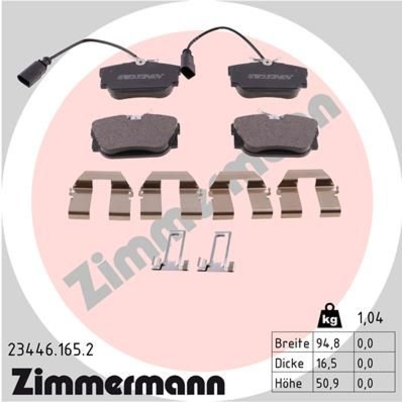 ZIMMERMANN Bremsbelagsatz, Scheibenbremse