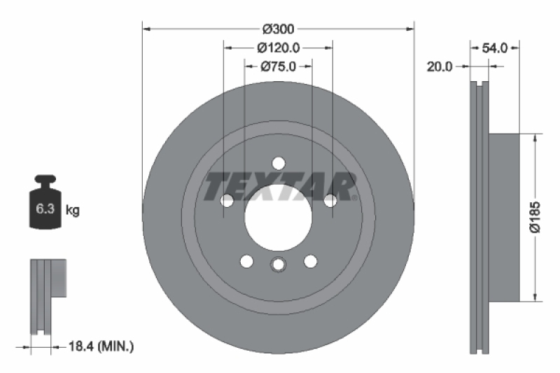 2x TEXTAR Bremsscheibe PRO+ 92196605