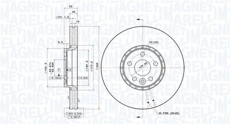 2x MAGNETI MARELLI Bremsscheibe