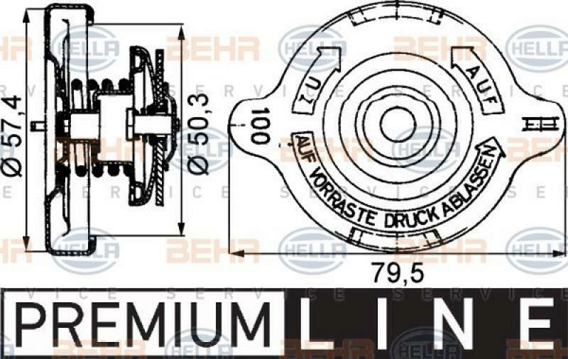 HELLA Verschlussdeckel, Kühler BEHR HELLA SERVICE *** PREMIUM LINE ***