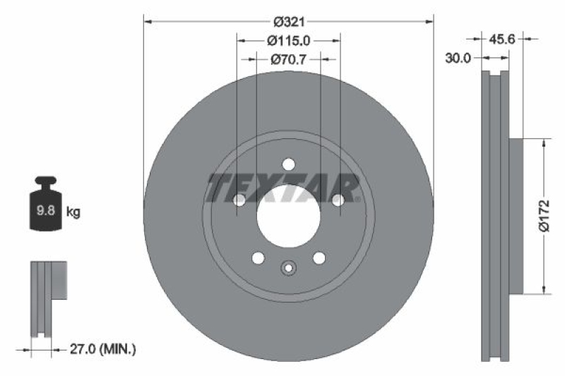 2x TEXTAR Bremsscheibe PRO 92256803