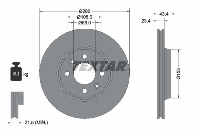 2x TEXTAR Bremsscheibe 92048400