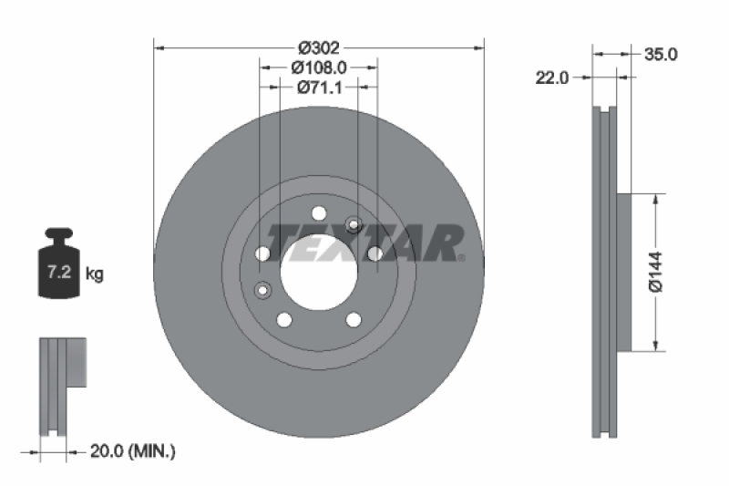 2x TEXTAR Bremsscheibe PRO