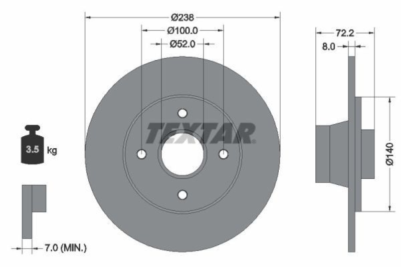 2x TEXTAR Bremsscheibe