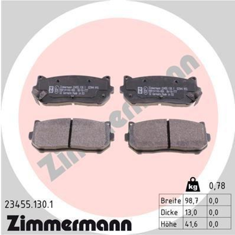 ZIMMERMANN Bremsbelagsatz, Scheibenbremse 23455.130.1