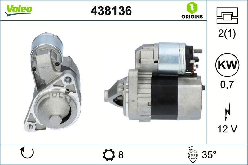VALEO Starter Anlasser Startanlage 0,7 kW passend für Nissan Micra Note 16V 438136