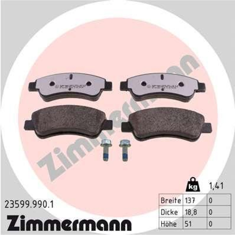 ZIMMERMANN Bremsbelagsatz, Scheibenbremse rd:z 23599.990.1