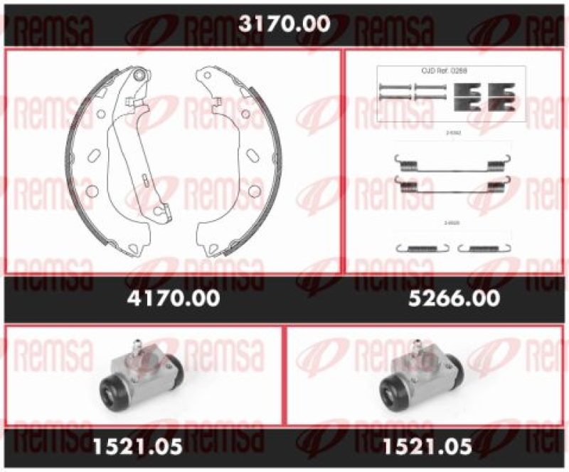 REMSA Brake Kit, drum brake Precision Kit
