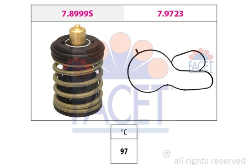FACET Thermostat, coolant Made in Italy - OE Equivalent