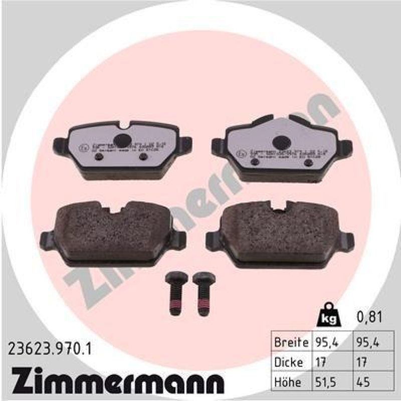 ZIMMERMANN Bremsbelagsatz, Scheibenbremse rd:z 23623.970.1
