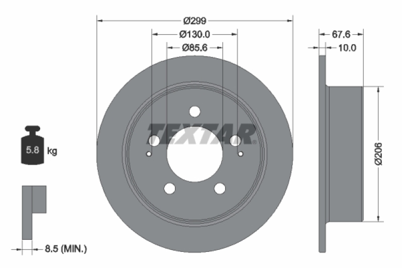 2x TEXTAR Brake Disc PRO