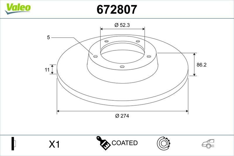 2x VALEO Bremsscheibe COATED