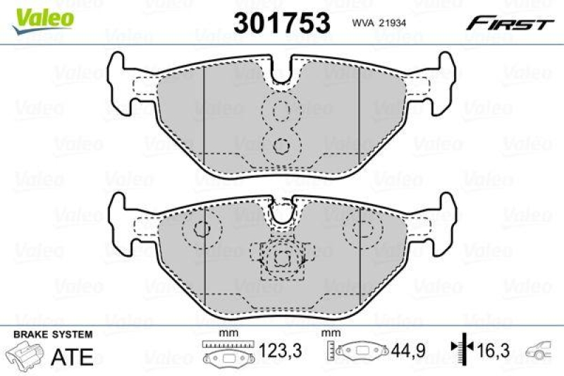 VALEO Bremsbelagsatz, Scheibenbremse ESSENTIAL 301753