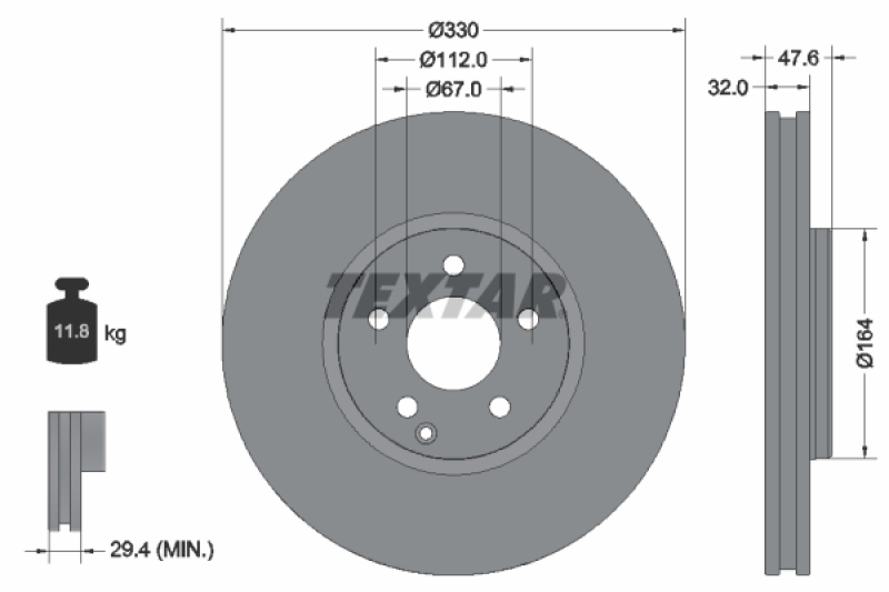 2x TEXTAR Bremsscheibe PRO+ 92198805
