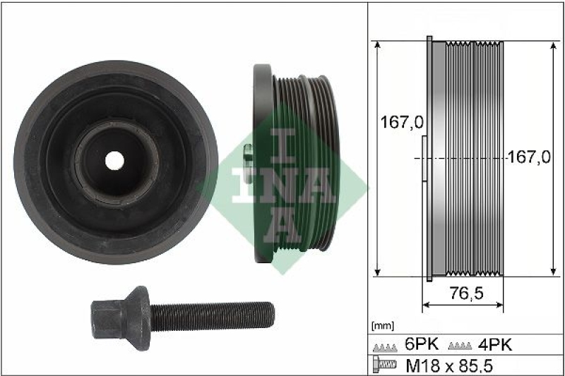 INA Belt Pulley Set, crankshaft