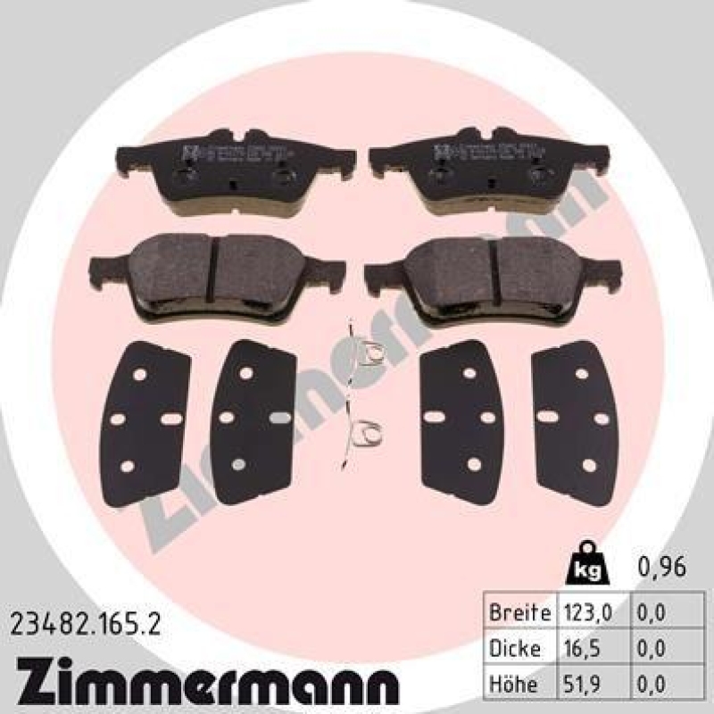 ZIMMERMANN Bremsbelagsatz, Scheibenbremse 23482.165.2