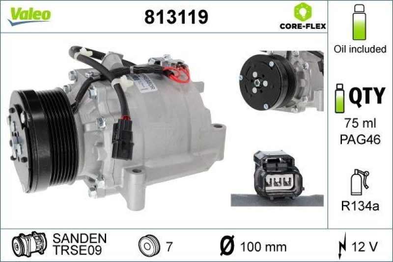 VALEO Kompressor, Klimaanlage VALEO CORE-FLEX 813119