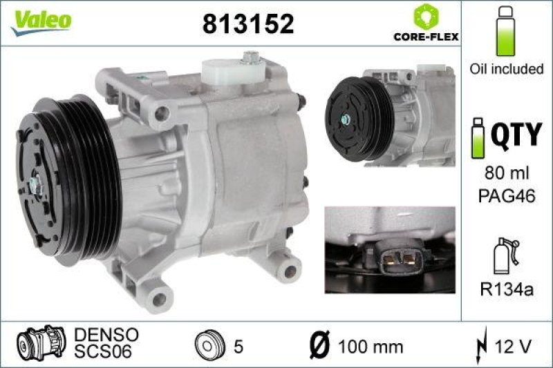 VALEO Kompressor, Klimaanlage VALEO CORE-FLEX 813152