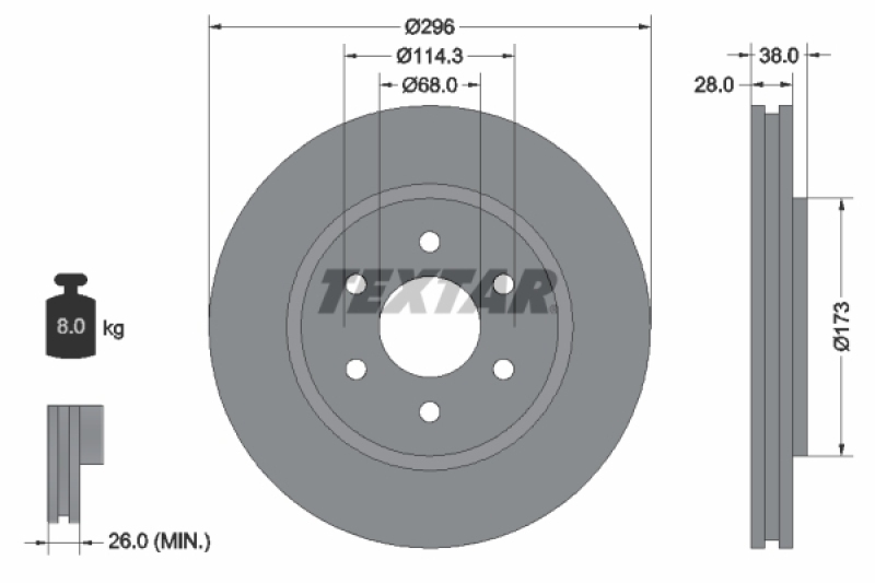 2x TEXTAR Bremsscheibe PRO