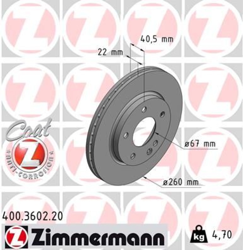 2x ZIMMERMANN Bremsscheibe COAT Z